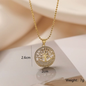 Detailed view of Tree of Life pendant with dimensions 2.6cm by 2.0cm and weight 7g