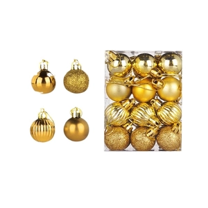 Golden Christmas balls set with shiny matte and glitter finishes for tree decoration
