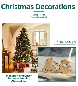 Creative hollow wooden Christmas tree ornaments with star details and natural wood grain finish