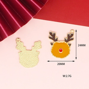 Detail of reindeer pendant charm showing 24mm size measurements and enamel finish