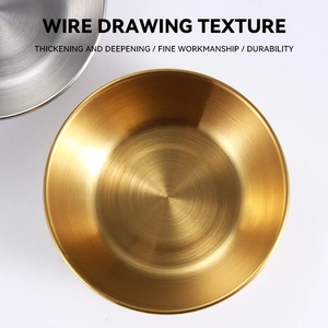 Polished gold and silver stainless steel sauce bowls with durable wire drawing texture