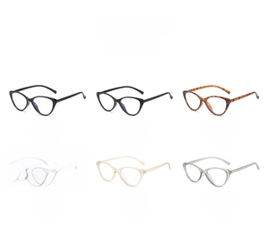 Collection of retro cat-eye anti-blue light glasses frames in six assorted colors