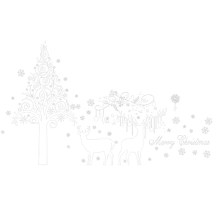 White Christmas tree and reindeer static window stickers for festive holiday glass decoration