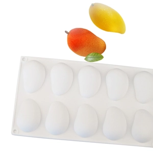 10-cavity mango silicone mold for mousse cakes and chocolate making with realistic fruit finish
