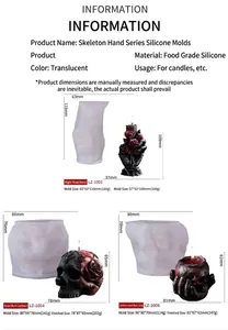 Dimensions détaillées et poids des moules en silicone pour bougies squelette et crâne