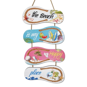 Nautical wooden flip-flop wall hanging with Beach is my Happy Place design