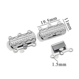 Detail of silver multi-strand slider clasp for DIY jewelry with 19.5x11mm dimensions