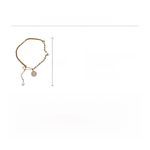 Detailed size and material specification chart for gold coin and pearl necklace