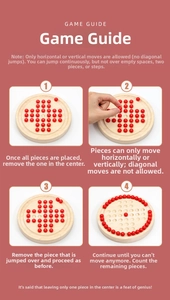 Detailed instructions for wooden peg solitaire board game with step-by-step playing rules