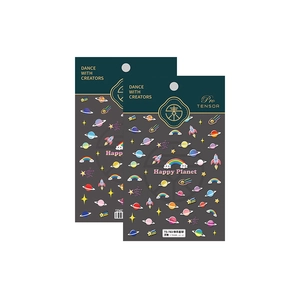 Stickers nail art 3D espace Happy Planet avec fusées et étoiles relief TS-783