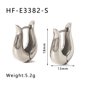 Detail view of silver stainless steel tulip earrings with dimensions 18mm by 13mm