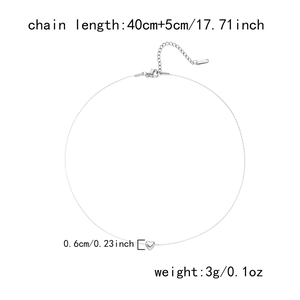 Detailed view of silver heart pendant necklace with length and weight measurements