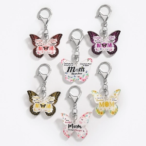 Butterfly Acrylic Keychains Assortment For Mom Mother's Day Gift You Are My Sunshine Sunflower Heart Print Bag Pendant Accessory