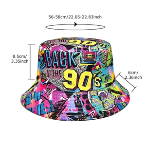 Chapeau bob rétro des années 90 avec dimensions et circonférence de tête de 56-58 cm