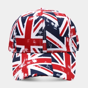 British Union Jack flag baseball cap with red white and blue graffiti pattern print