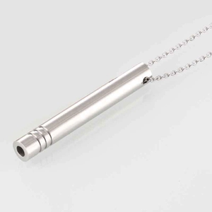 Polished silver stainless steel whistle necklace for mindfulness and anxiety relief