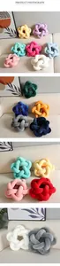Detailed views of Nordic star knot pillows in various vibrant colors on a beige sofa