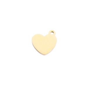 Polished gold heart-shaped pendant in stainless steel shown on a clean white background