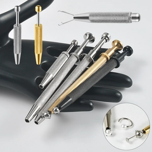 Stainless Steel Copper 4-Claw Bead Grabber Piercing Tool Precision Jewelry Making Pick-up Tweezers Tattoo Auxiliary Tool