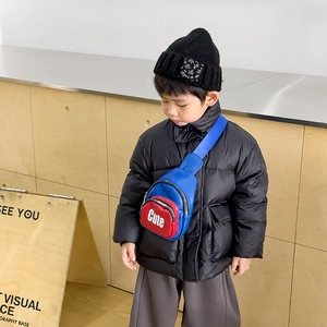 Kids cool blue and red crossbody chest bag with Cute letter print for daily sport