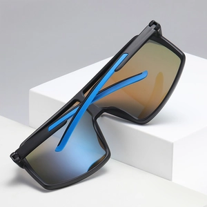 Polarized TR90 oversized sports sunglasses with blue orange gradient lens for men