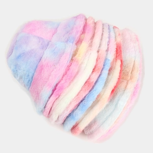 Pile di cappelli alla pescatora in peluche tie-dye in morbida finta pelliccia di coniglio