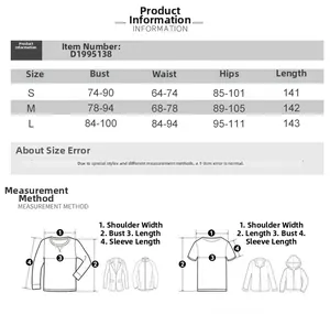 Detailed size chart for the backless satin maxi dress including S, M and L dimensions
