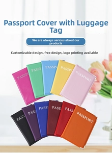 Macro detail of PU leather passport covers in various colors with metal corner protection