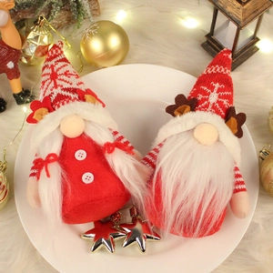 Christmas snowflake gnome plush set with reindeer antlers for festive holiday home decor