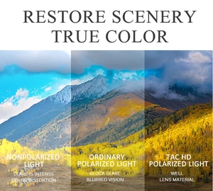 Comparison showing TAC HD polarized lens effectiveness for glares and vivid colors