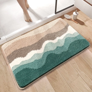 Close-up of wavy pattern on thick PU leather kitchen mat with non-slip texture