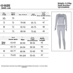 Detailed size chart for women's raglan sleeve sports set including top and pants dimensions