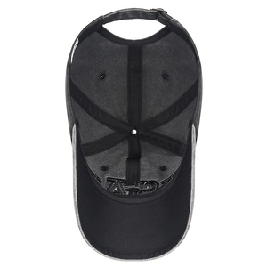 Deep grey vintage baseball cap with USA embroidery showing internal six-panel structure