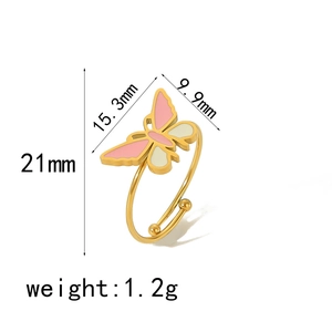 Detail view of adjustable butterfly ring showing dimensions of 15.3mm and weight of 1.2g