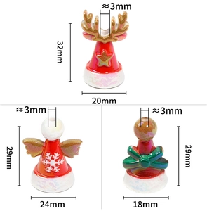 Detailed size chart of Christmas hat charms with reindeer antlers and snowflakes