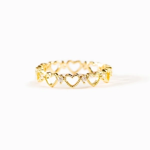 Bague Cœur Ajouré en Argent Sterling 925 pour Femme Minimaliste Doux Strass Or Argent Électroplaqué Bijoux Cadeau