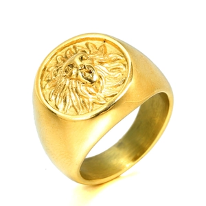 Lion Head Signet Ring Titanium Stainless Steel For Men Punk Rock Hip Hop Retro Jewelry Accessory