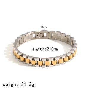 Dettaglio del bracciale bicolore in acciaio inossidabile da 8mm con specifiche tecniche