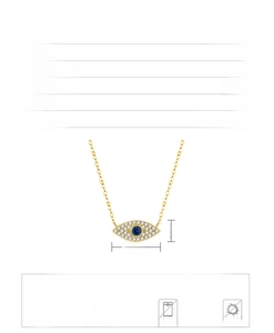 Detailed size chart for S925 sterling silver evil eye necklace with pendant measurements