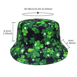 Cappello a secchiello reversibile con stampa trifoglio, circonferenza 56-58cm solare