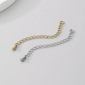 Polished 18K gold and silver stainless steel extender chains for DIY jewelry making