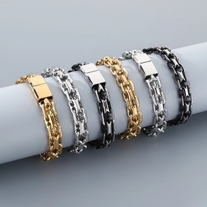 Bracelet Gourmette Homme En Acier Inoxydable Style Punk Industriel Robuste Bijoux Hip Hop Tendance