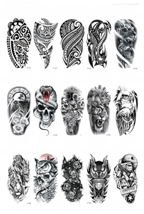 Detailed catalog showing wolf totem and lion head waterproof tattoo stickers for skin