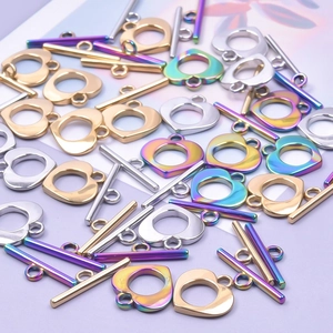 Golden and silver heart-shaped OT toggles for DIY necklaces with 18k gold plating