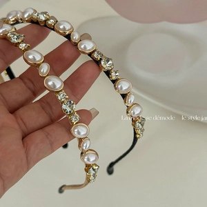 Elegantes Künstliche Perlen Und Strass Stirnband Legierung Haarreif Für Damen Mädchen Süße Koreanische Haarschmuck