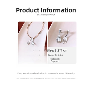 Detail showing spoon and fork jewelry set specifications with Tiger's eye beads