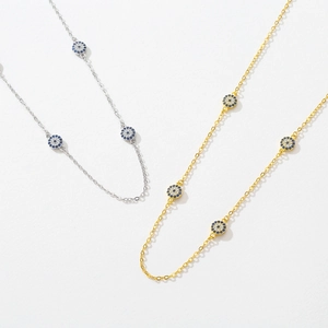 Retro s925 sterling silver evil eye choker necklaces in gold and silver finish