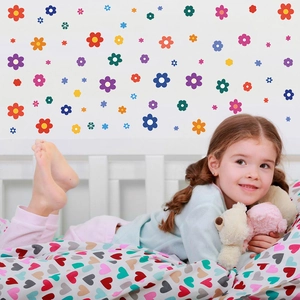 Colorful cartoon flower wall stickers set for children room and nursery wall decoration