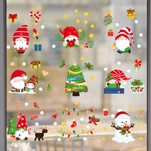 Christmas Window Static Clings Double Sided PVC Stickers Santa Snowman Gnomes Reindeer Decals Holiday Home Party Decor
