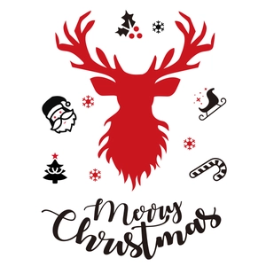 Creative Christmas reindeer wall sticker and Merry Christmas decal for home decoration